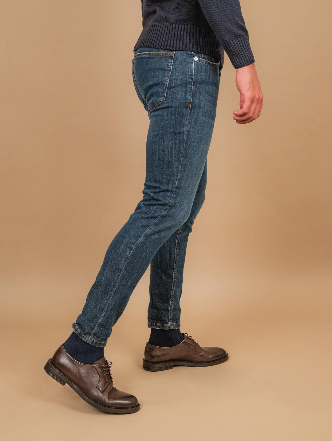 JEANS ANDREA MORANDO SCURO 5 TASCHE 7607CAR SABBIATURA ANDREA MORANDO 