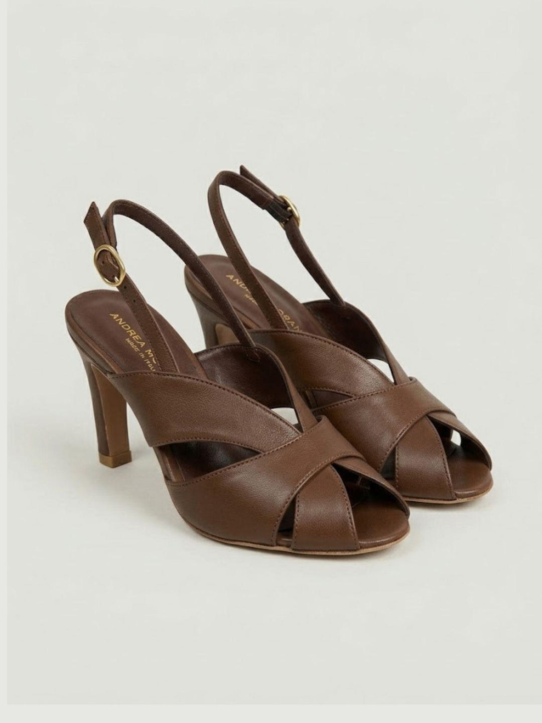 Sandalo slingback in pelle nappa cioccolato 1483 CHOCO ANDREA MORANDO 