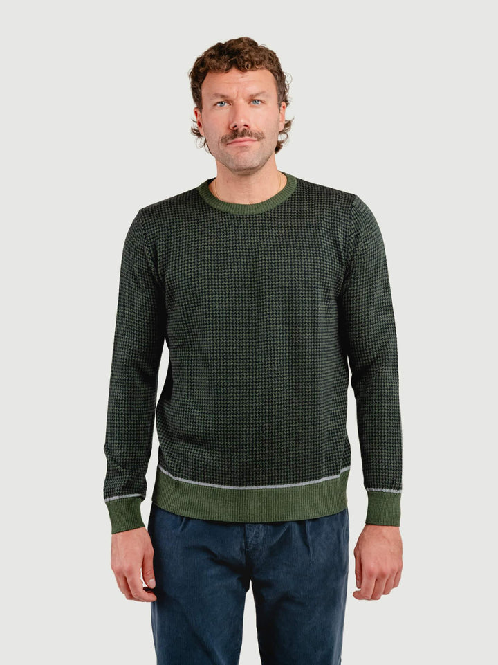 MAGLIA GIROCOLLO CON TRAMA PIED DE POULE VERDE BOSCO 8075 VERDE ANDREA MORANDO 