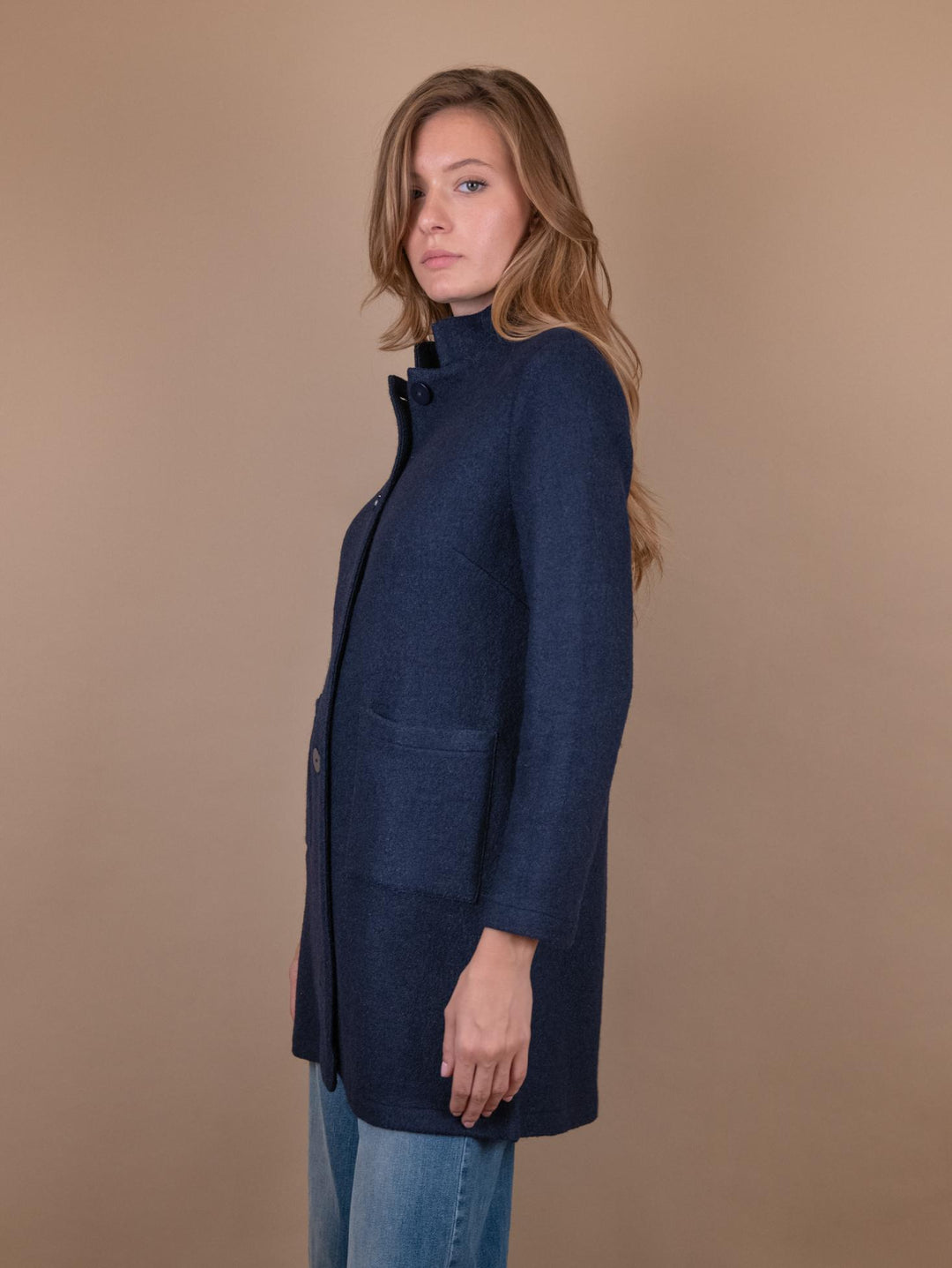 CAPPOTTINO SFODERATO IN LANA COTTA BLU 2371570 089 ANDREA MORANDO 