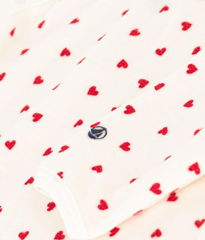 PIGIAMA BEBÈ IN CINIGLIA CON CUORi A081E 01 PETIT BATEAU 