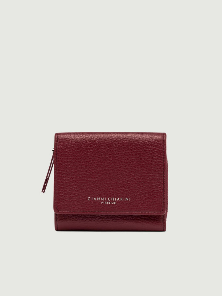 Mini portafoglio in pelle martellata bordeaux 5080 GRN 6731 GIANNI CHIARINI 