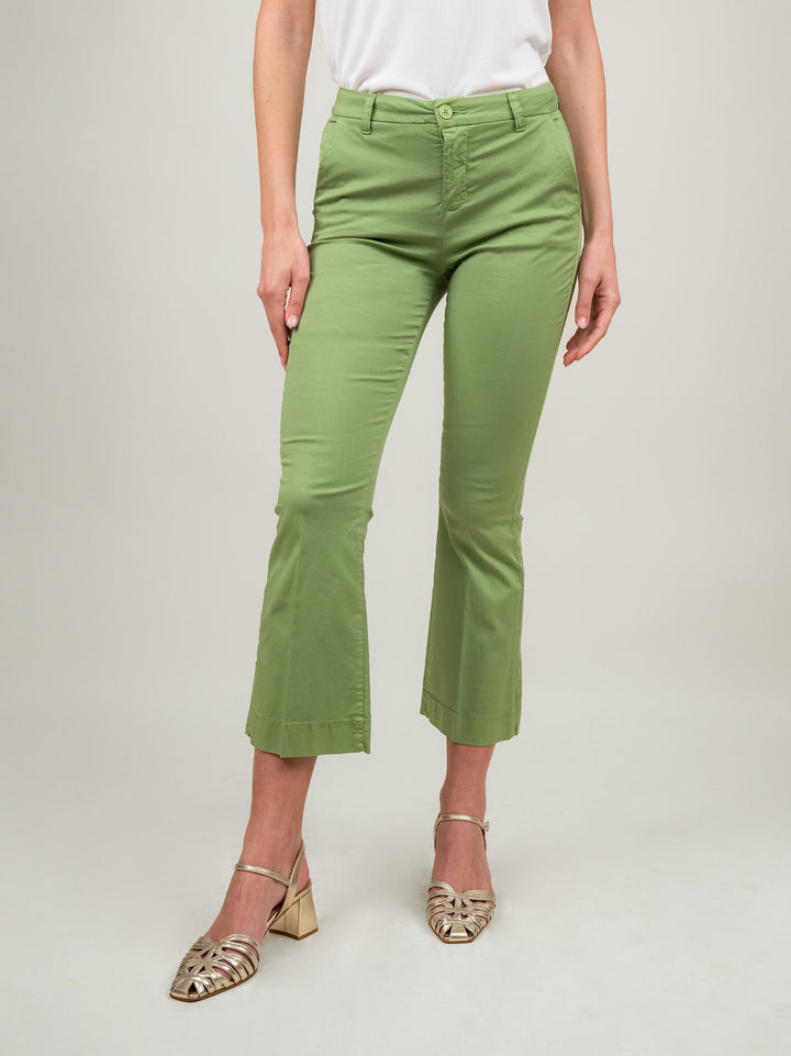 PANTALONE A TROMBETTA IN COTONE PISTACCHIO 824MA PISTACCHIO ANDREA MORANDO 