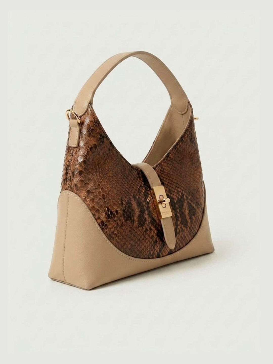Borsa a spalla Elly in pelle di pitone marrone ELLY-PITONE MARRONE BIMOR 