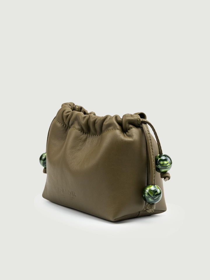 POCHETTE BON BON IN PELLE PISTACCHIO BONBON VERDE MILITARE BIMOR 