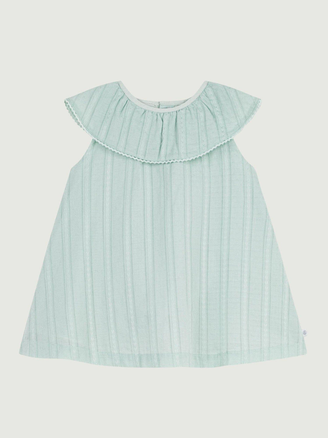 Vestito con volant e righe verticali in cotone blu A0F50 01 PETIT BATEAU 