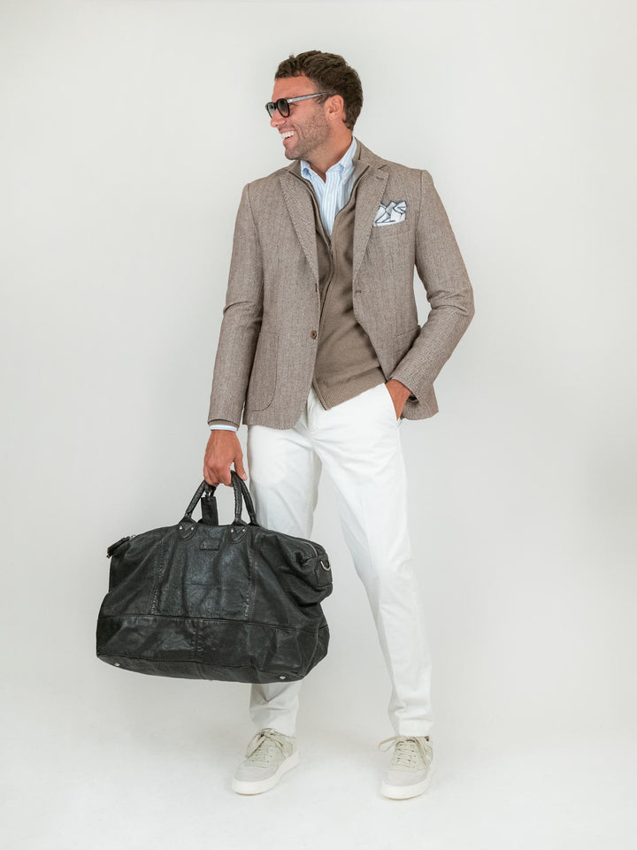 BORSA IN PELLE TESTA MORO LUCKY LUCKY 114 JACK LEATHER 