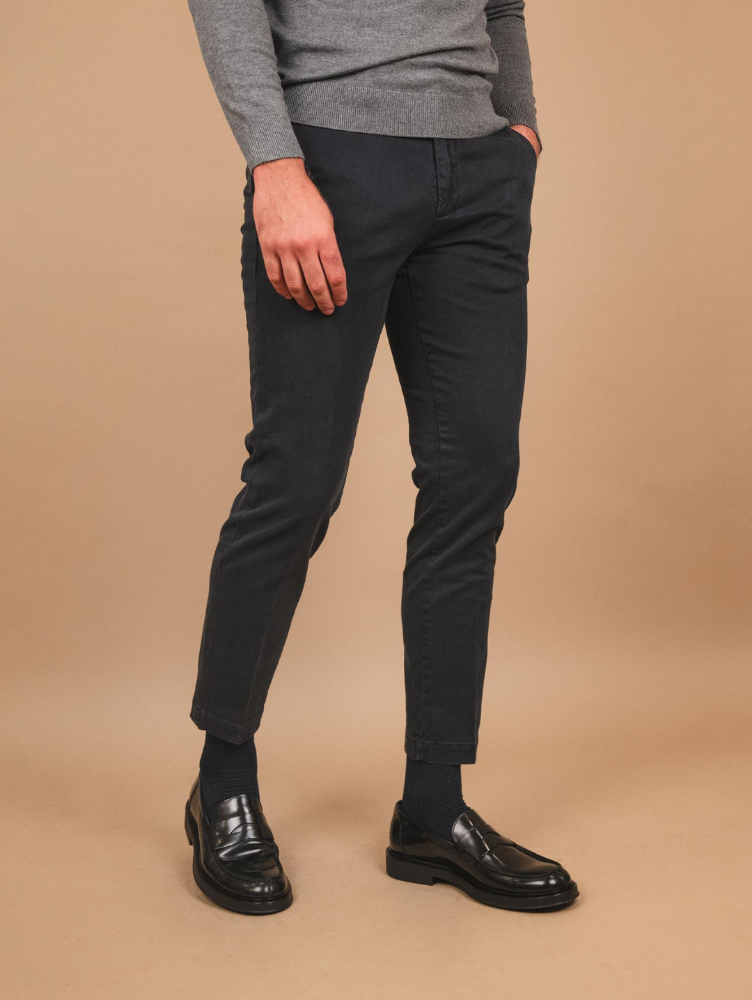 PANTALONE TASCA A FILO IN COTONE LISCIO BLU OF1CT00P004 174 ANDREA MORANDO 