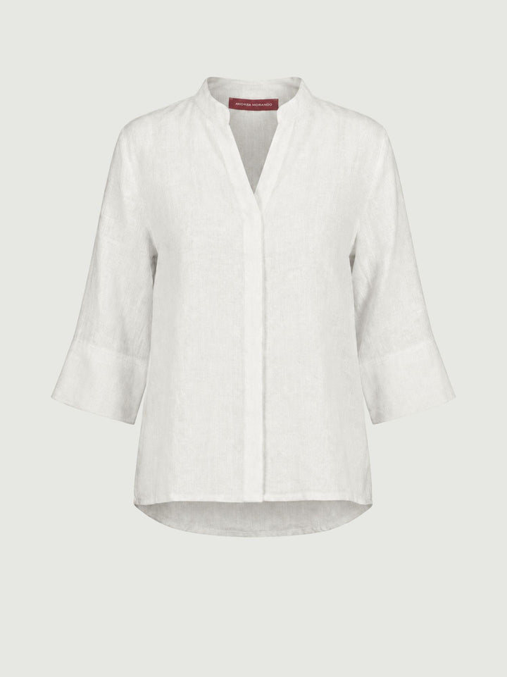 Camicia coreana in lino bianca 6CM0302 BIANCA ANDREA MORANDO 