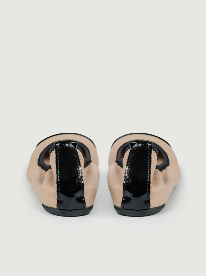 BALLERINA IN PELLE BICOLOR NUDE E NERO