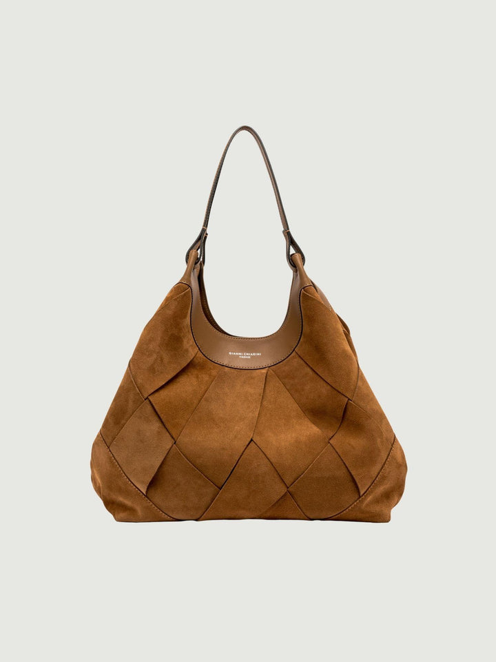 Borsa Dua in camoscio trama geometrica grande BS 12350 INT-CM 1478 GIANNI CHIARINI 