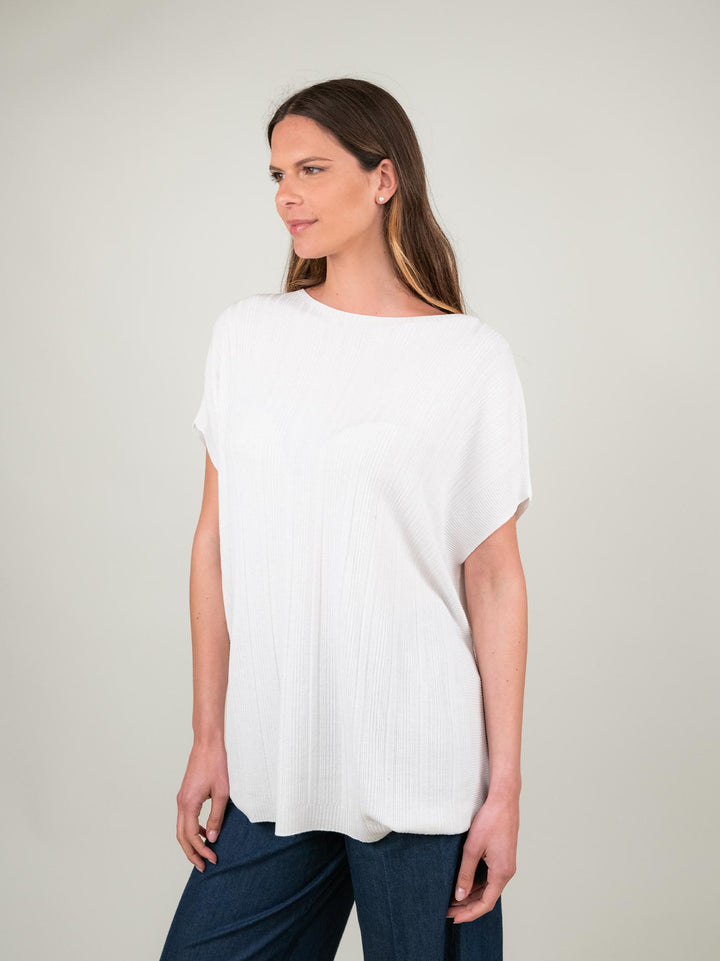 T-SHIRT OVER A MANICA CORTA IN MAGLIA BIANCA 1674 BIANCO ANDREA MORANDO 