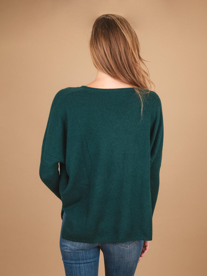 MAGLIA OVER IN CASHMERE ECO-FRIENDLY VERDE BOTTIGLIA ASTRID BOUTEILLE ABSOLUT CASHMERE 
