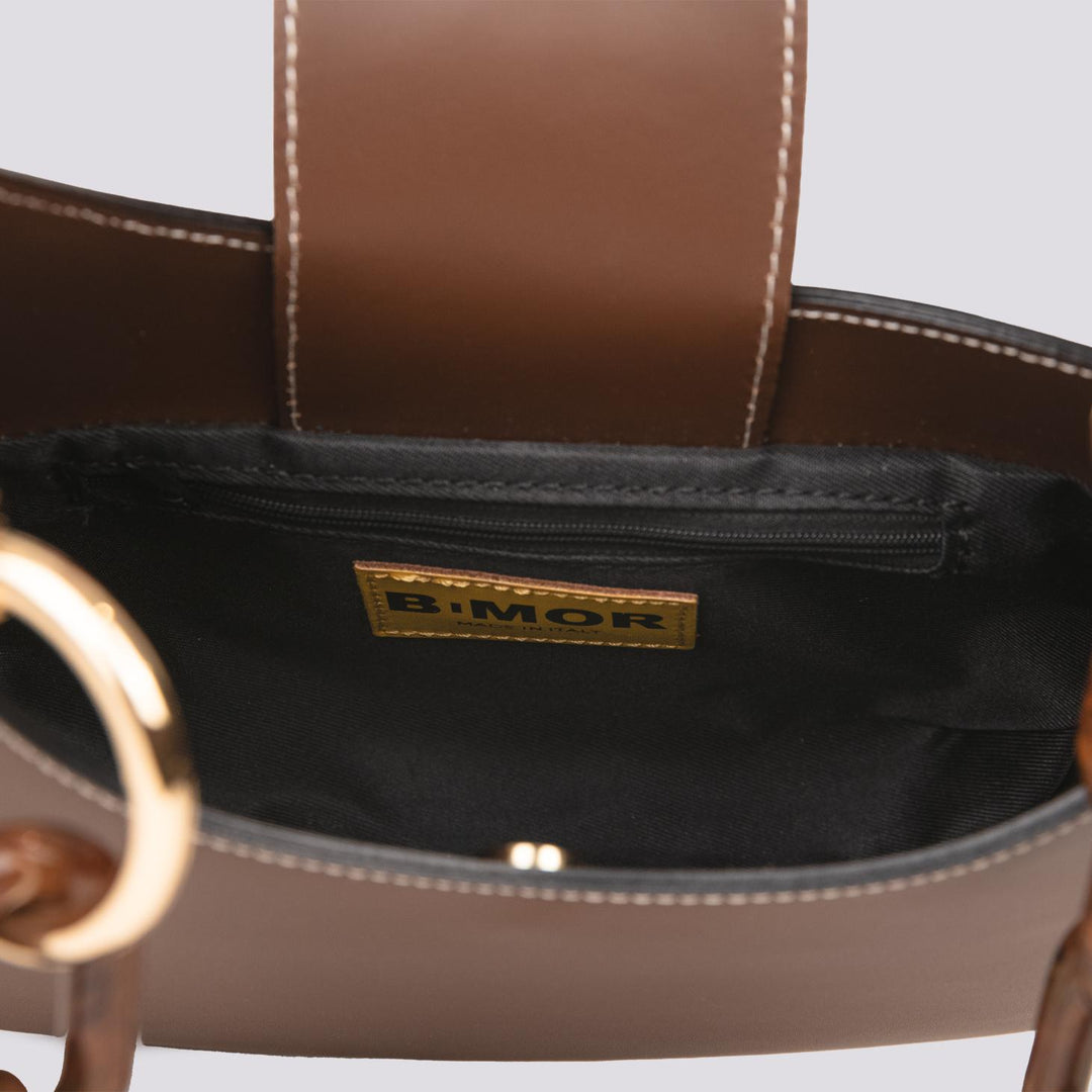 BORSA "MINI CURVY" IN PELLE CIOCCOLATO CON TRACOLLA IN OSSO MINI CURVY BRUCIATO BIMOR 