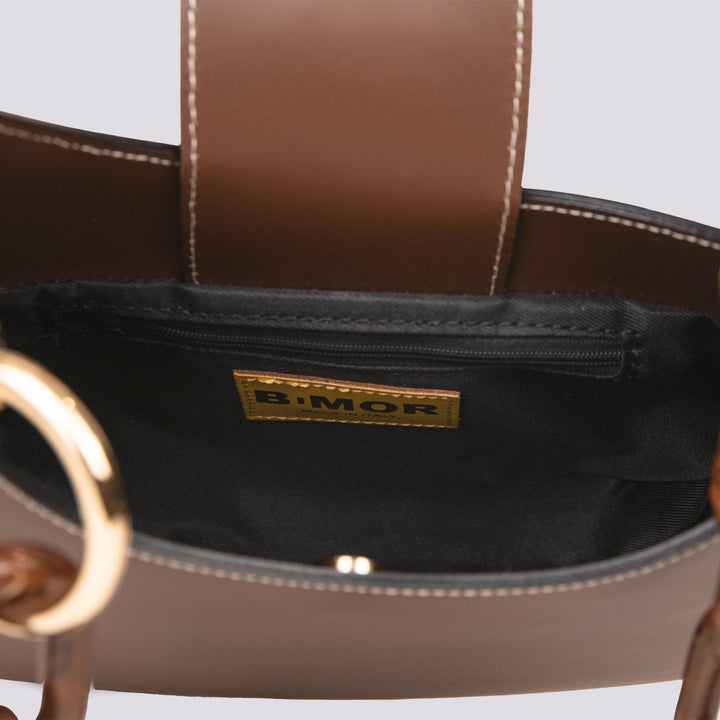 BORSA "MINI CURVY" IN PELLE CIOCCOLATO CON TRACOLLA IN OSSO MINI CURVY BRUCIATO BIMOR 