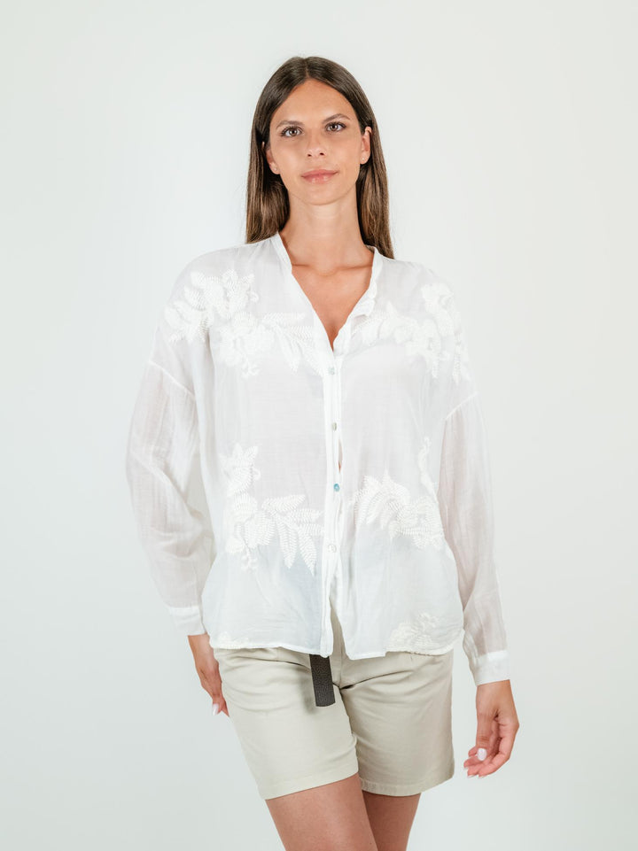 CAMICIA IN MISTO SETA COLOR PANNA