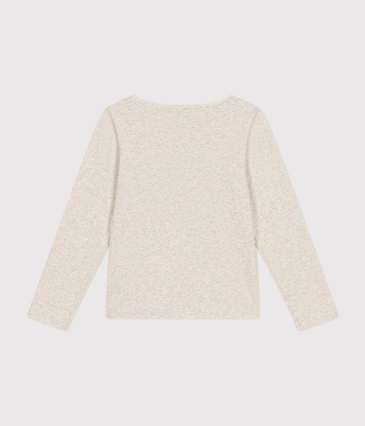 T-shirt beige a maniche lunghe a costine A0BM1 02 PETIT BATEAU 