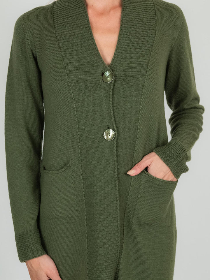 CARDIGAN VERDE IN LANA VERGINE 245C8100 346 ANDREA MORANDO 