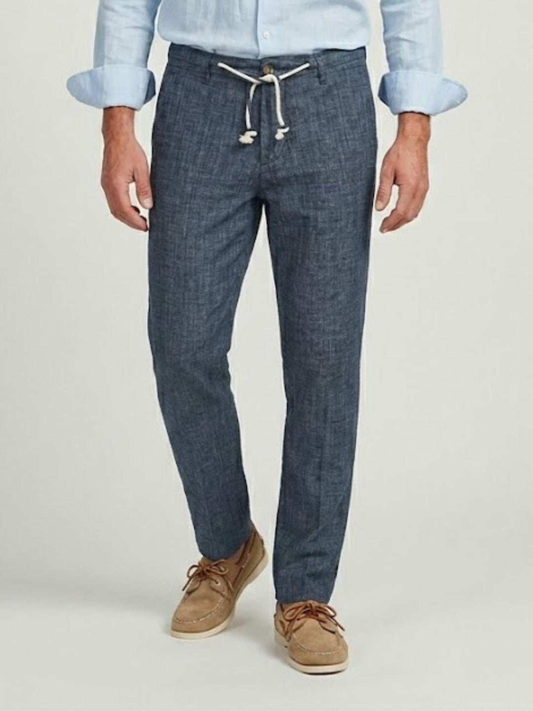 Pantalone in cotone con coulisse fiammato navy PTN00622 NAVY ANDREA MORANDO 