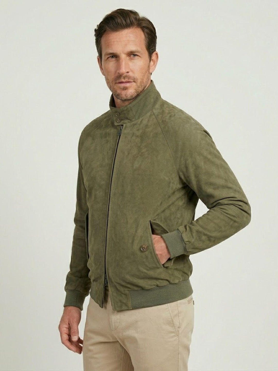 Giacca G9 in pelle scamosciata Light Green BRCPS0939 6014 BARACUTA 