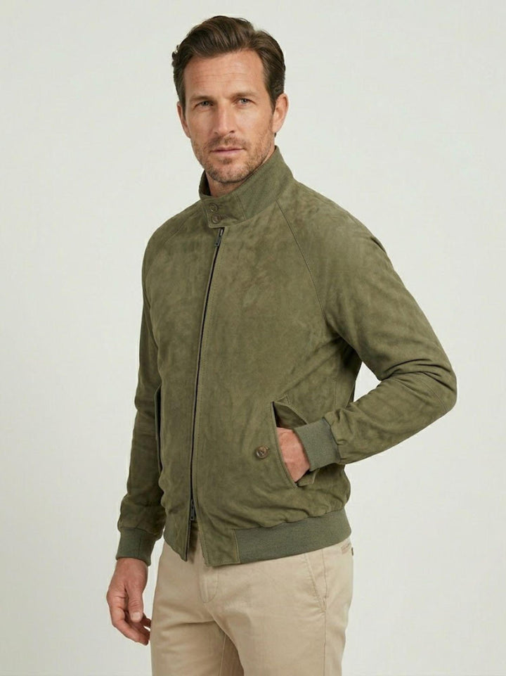 Giacca G9 in pelle scamosciata Light Green BRCPS0939 6014 BARACUTA 