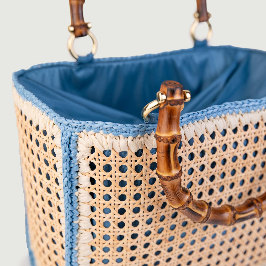 SHOPPER IN RAFIA NATURALE AZZURRA 4768 AZZURRO CATERINA BERTINI 