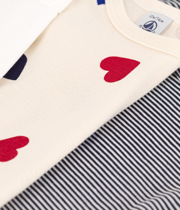 CONFEZIONE DA 3 BODY MANICA CORTA CON CUORI A0955 00 PETIT BATEAU 