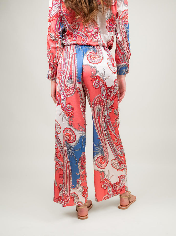 PANTALONE A PALAZZO FANTASIA SALMONE E BLUETTE 9821 SALMONE ANDREA MORANDO 