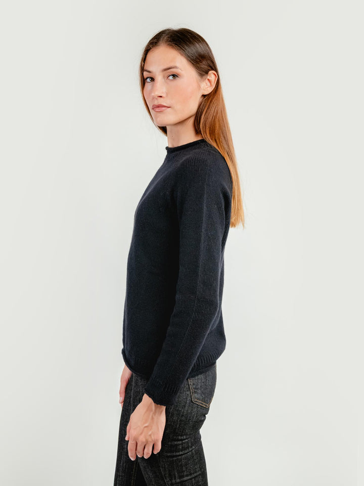 MAGLIA IN LANA MERINO SUPERFINE NERO FRANCESCA NERO ANDREA MORANDO 