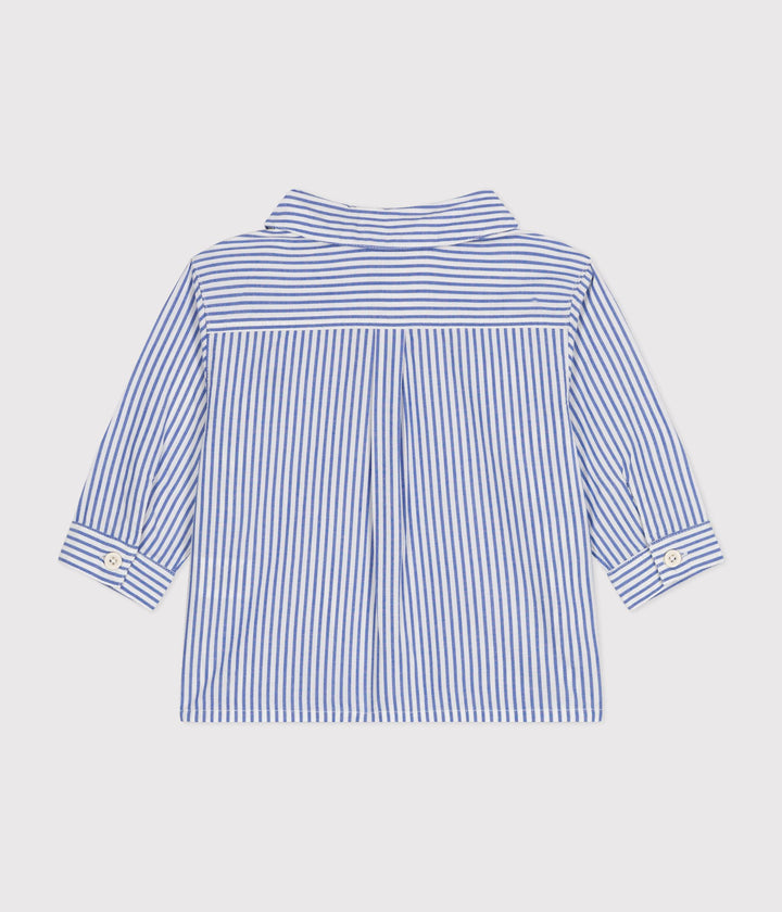 CAMICIA BEBÈ IN POPELINE A RIGHE A0ACE 01 PETIT BATEAU 