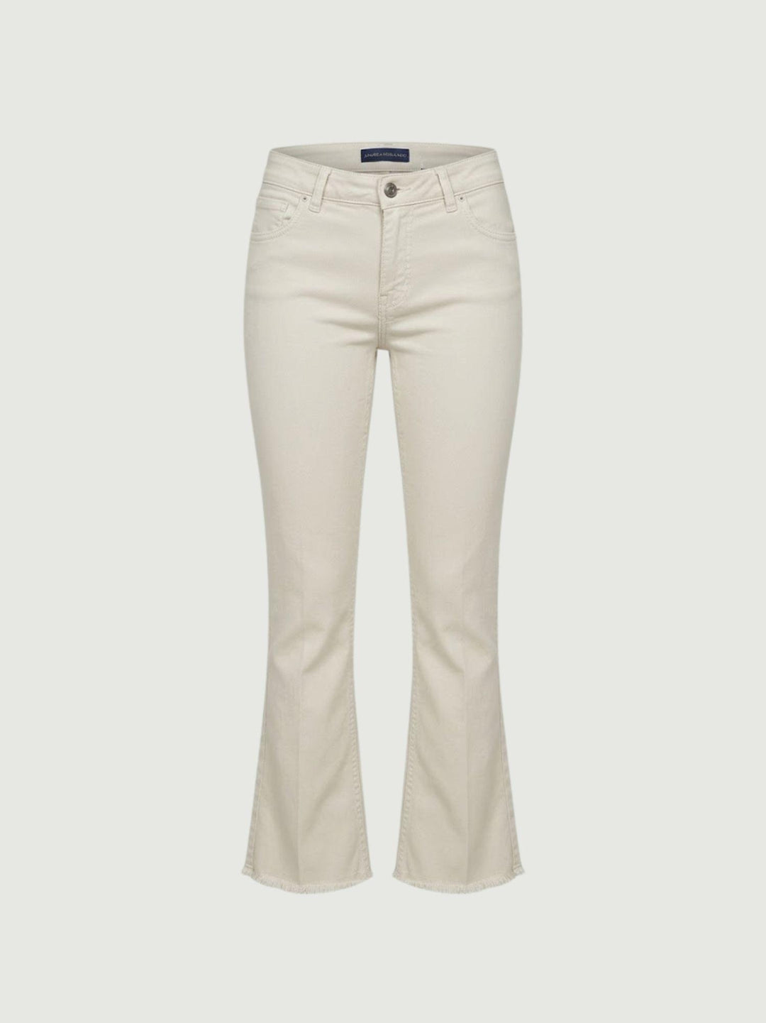 Pantalone a trombetta sfrangiato in cotone beige 80137G190 BEIGE ANDREA MORANDO 