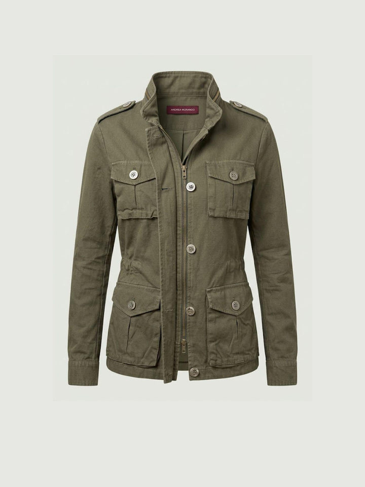 Field Jacket in cotone verde militare JK025337D VERDE ANDREA MORANDO 