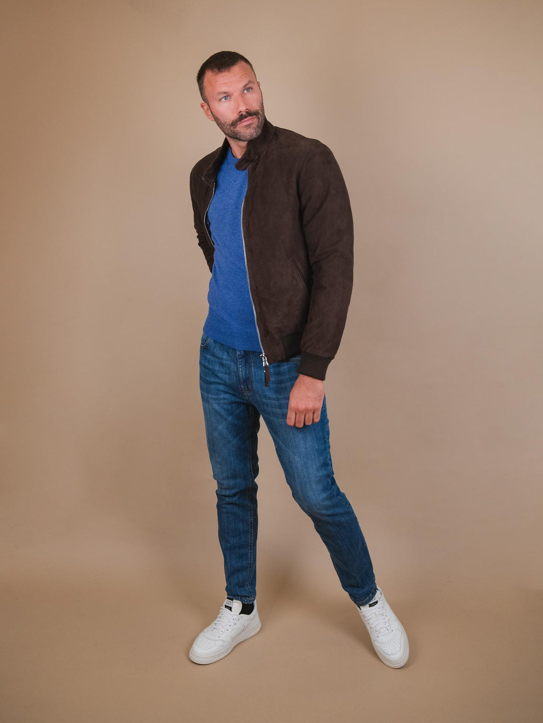 GIUBBOTTO IMBOTTITO IN CAMOSCIO MARRONE "ELVIS" ELVIS 06 JACK LEATHER 