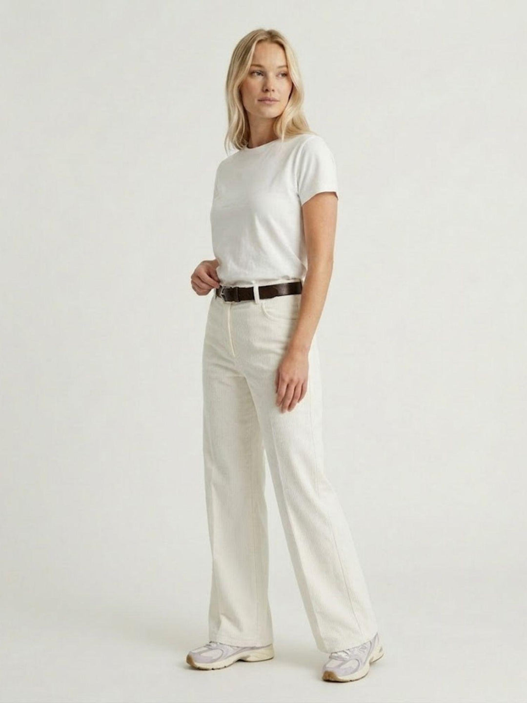 Pantalone a palazzo gamba ampia in cotone panna 5546 PANNA ANDREA MORANDO 