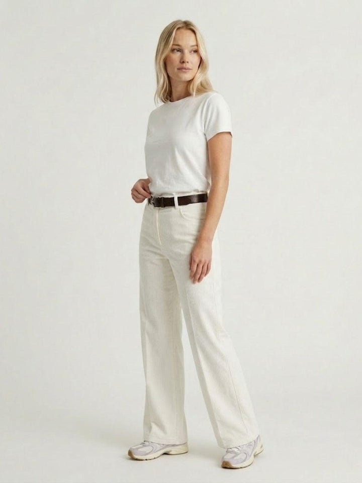 Pantalone a palazzo gamba ampia in cotone panna 5546 PANNA ANDREA MORANDO 