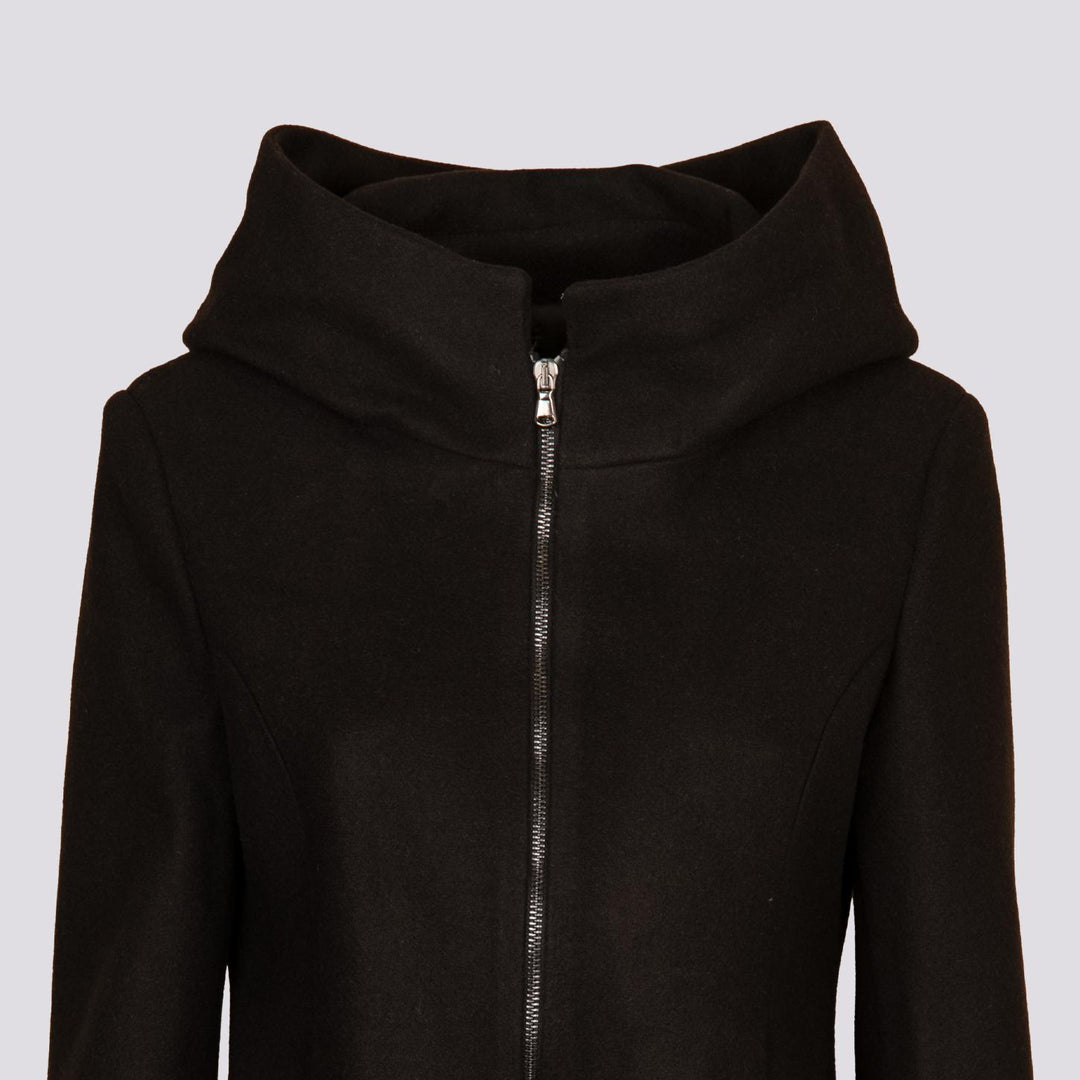 Giacca con zip e collo ampio in panno nero 9416CDH 99 ANDREA MORANDO 
