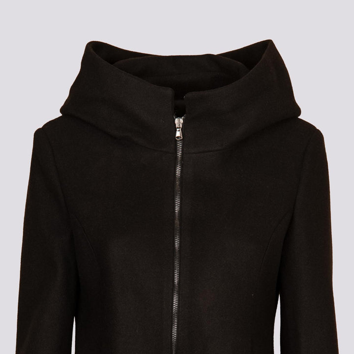 Giacca con zip e collo ampio in panno nero 9416CDH 99 ANDREA MORANDO 