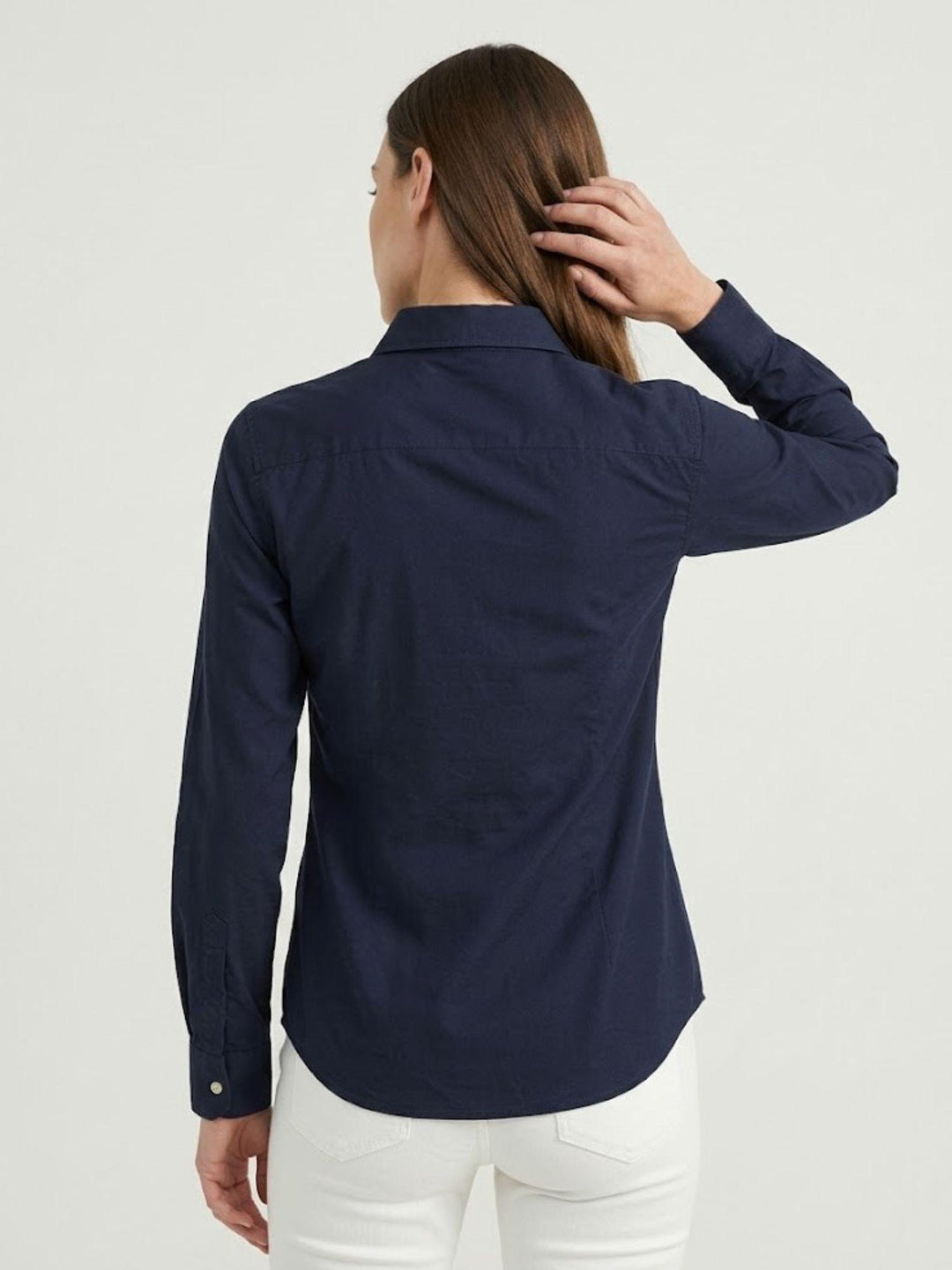 Camicia con bottoni madreperla in cotone navy RUBINO BLU ANDREA MORANDO 