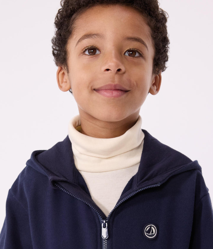 Felpa con cappuccio e cerniera in cotone tinta unita bambino A0CZC 03 PETIT BATEAU 