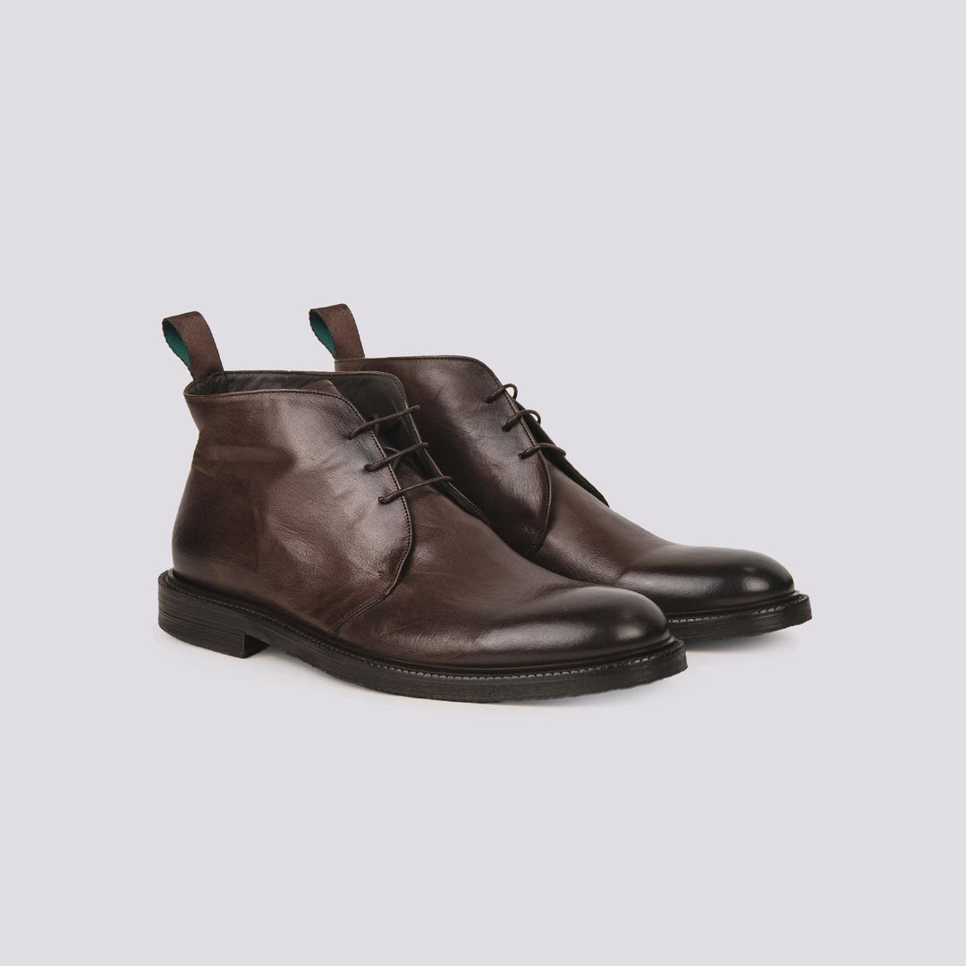 POLACCHINO DERBY IN PELLE SPALMATA MARRONE 845 T.MORO ANDREA MORANDO 