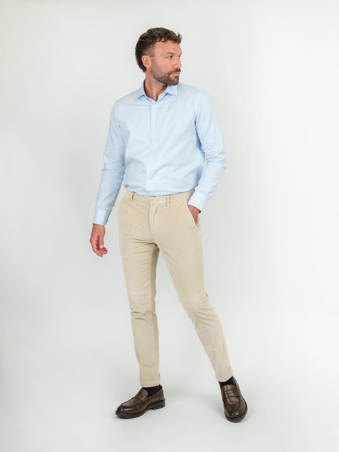 PANTALONE IN VELLUTO A COSTE BEIGE T502/BRO 038 NOLAB 