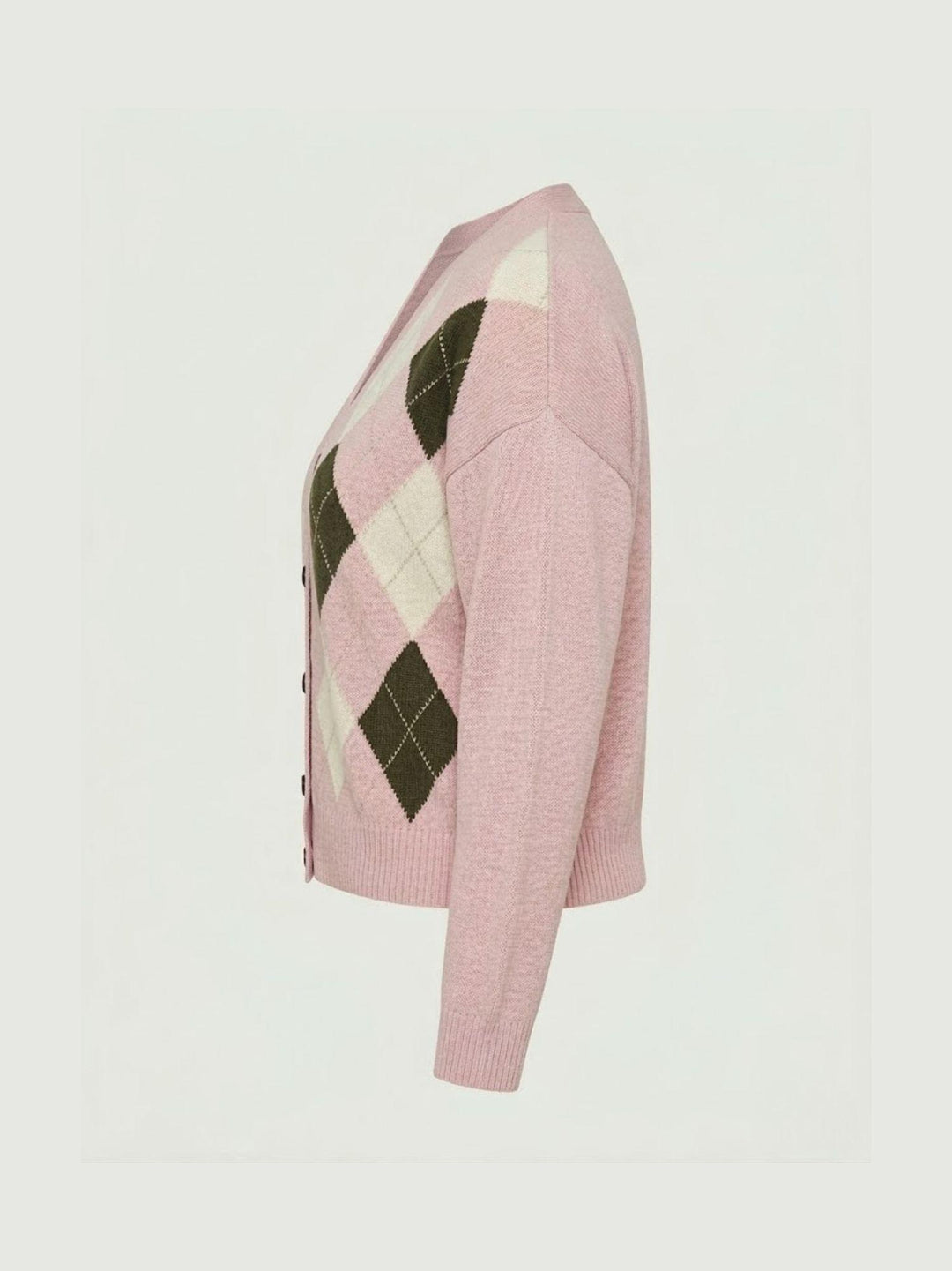 Cardigan con fantasia a rombi in cotone rosa D90106 ROSA/PANNA ANDREA MORANDO 