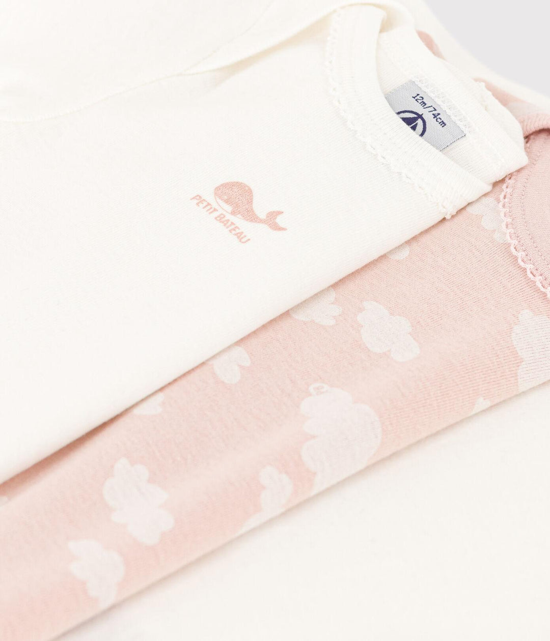 CONFEZIONE DA 3 BODY IN COTONE CON MOTIVO NUVOLE A08MV 00 PETIT BATEAU 