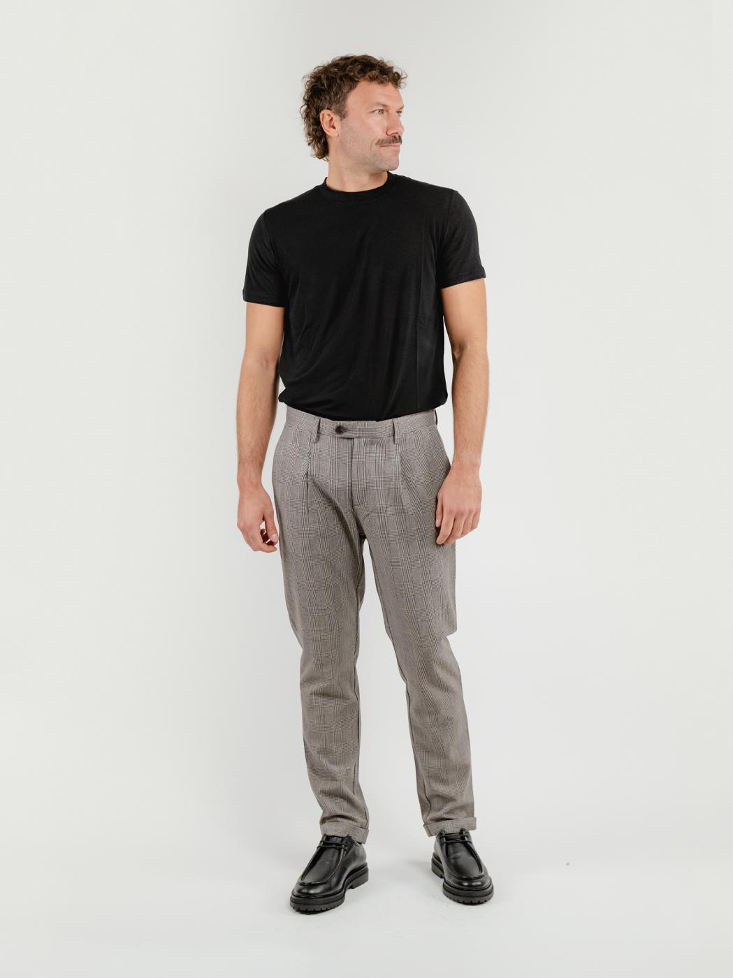 PANTALONE CON PENCES PRINCIPE DI GALLES GRIGIO BU26W10PAPA1544 718 ANDREA MORANDO 