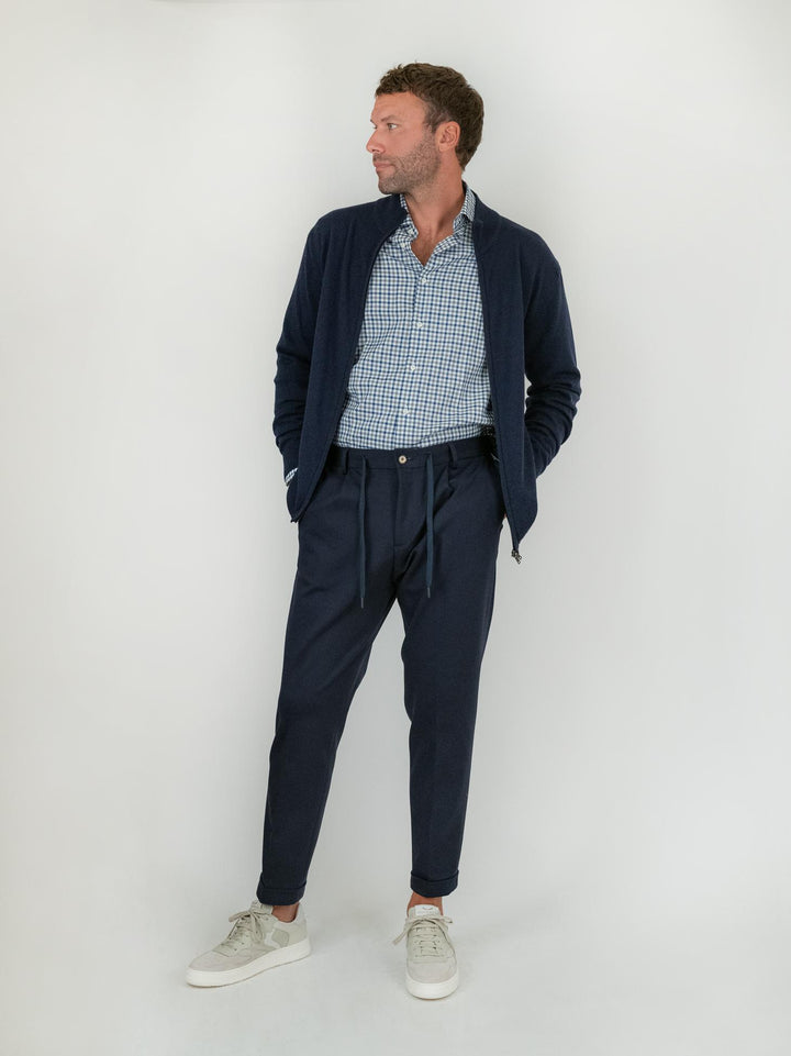PANTALONE IN JERSEY BLU CON COULISSE F2W4CT00P001M 174 ANDREA MORANDO 