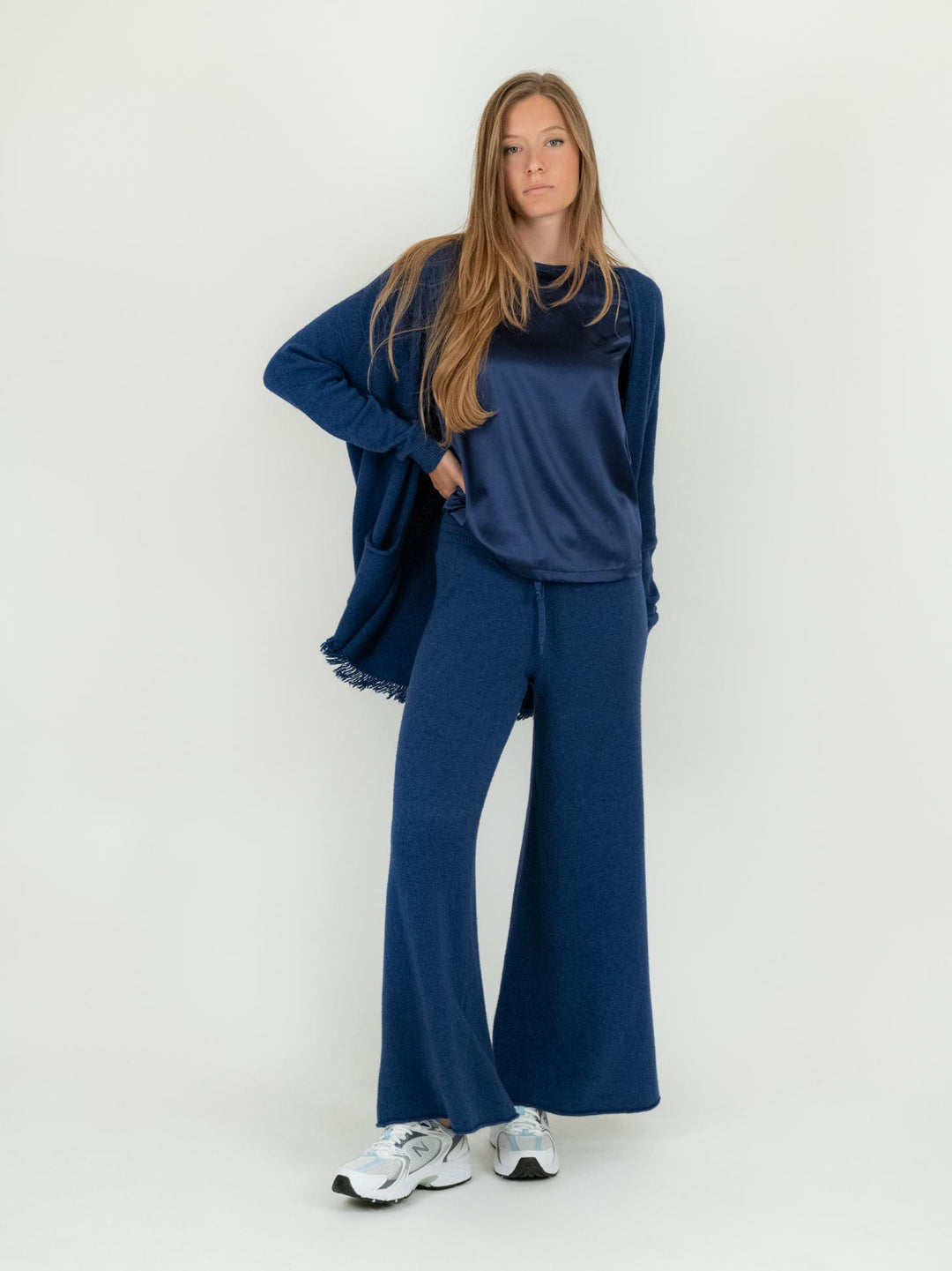 CARDIGAN CON FRANGE BLU 0370/283 1073 BIMOR 