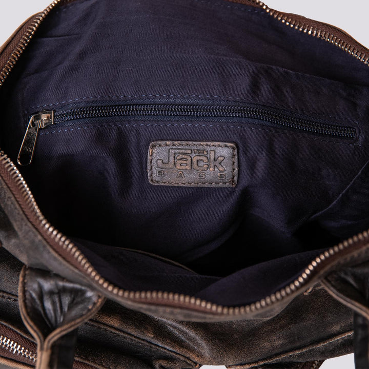 BORSA IN PELLE MARRONE EFFETTO VINTAGE "SOFTAIR" SOFT 06 JACK LEATHER 