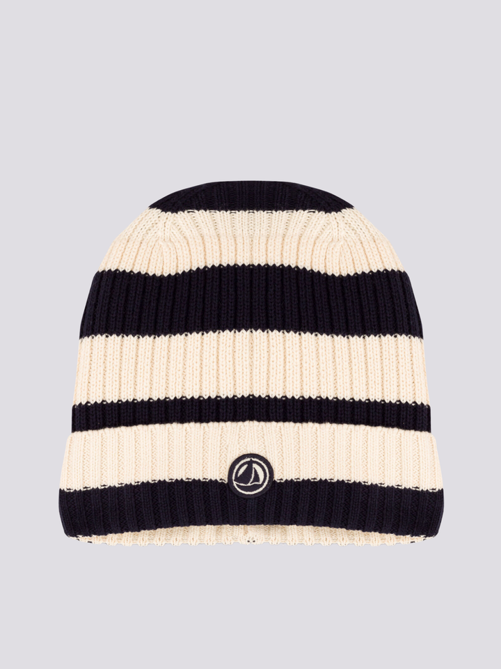 BERRETTO IN MAGLIA A RIGHE E FODERA IN PILE A08DP 02 PETIT BATEAU 