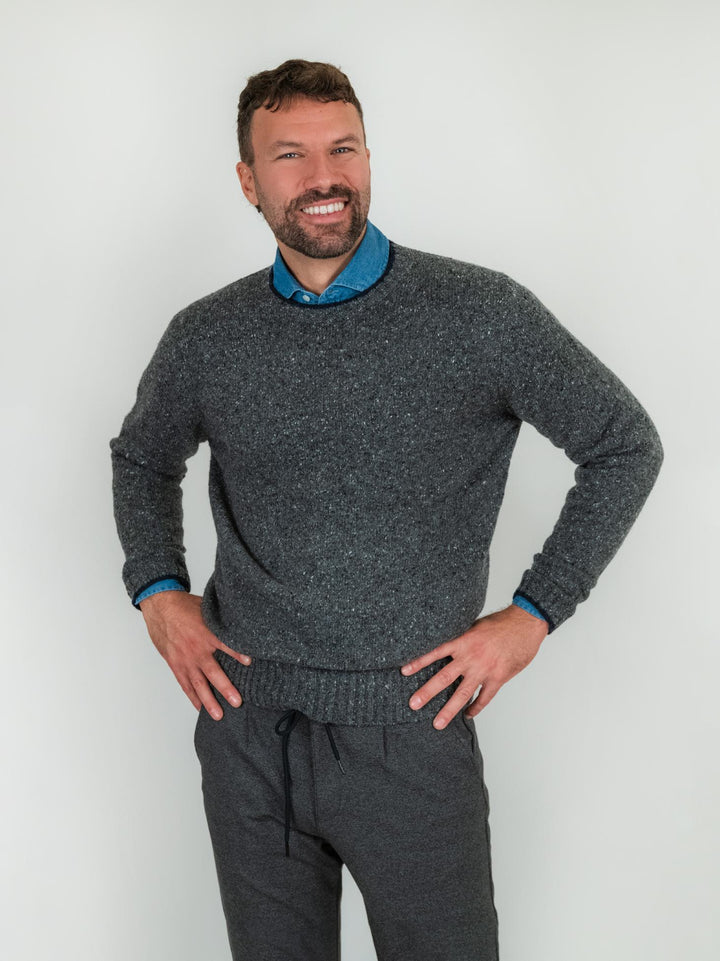 MAGLIA GIROCOLLO antracite MELANGE LANA E CASHMERE 87327 532 ANDREA MORANDO 
