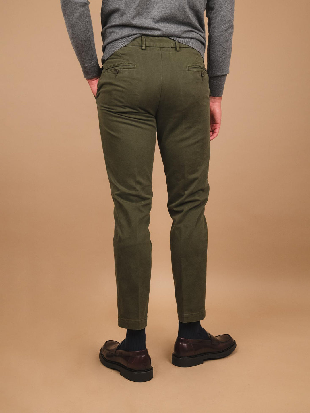 PANTALONE TASCA A FILO IN COTONE LISCIO VERDE OF1CT00P004 131 ANDREA MORANDO 